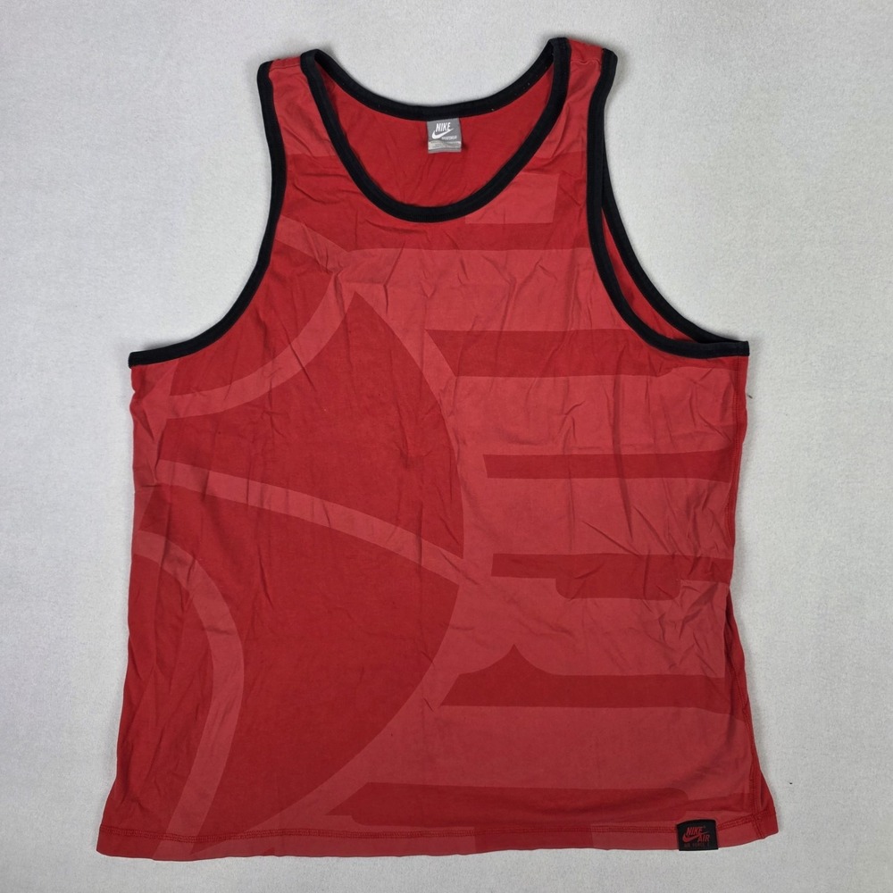 Vintage Y2k Nike Air Force 1 Tank Top Mens 2XL Red Sportswear Basketball